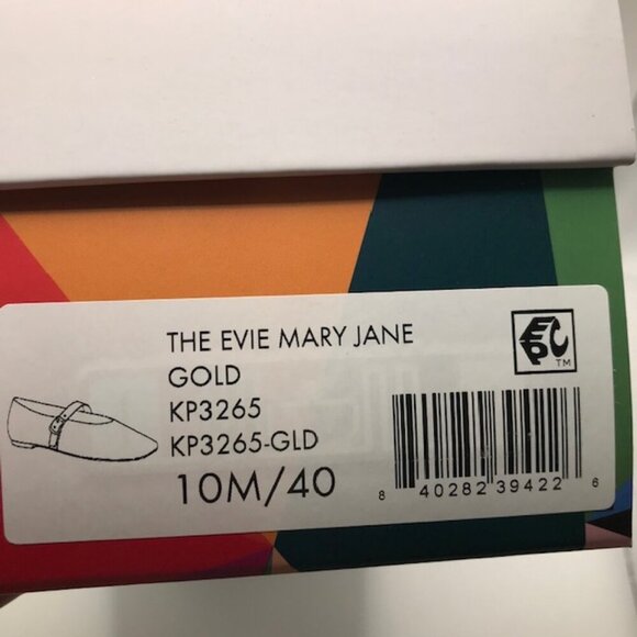 NWT Katy Perry Women's "The Evie" Gold Metallic Textured Mary Jane Flats 10M - Picture 6 of 8
